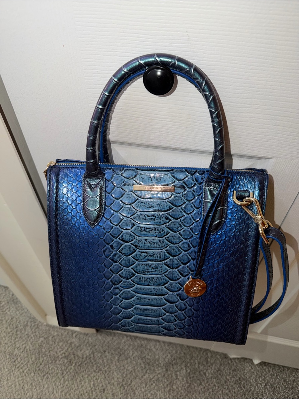 Brahmin Small Carolina Electric Blue Ateague Satchel - Picture 7 of 13